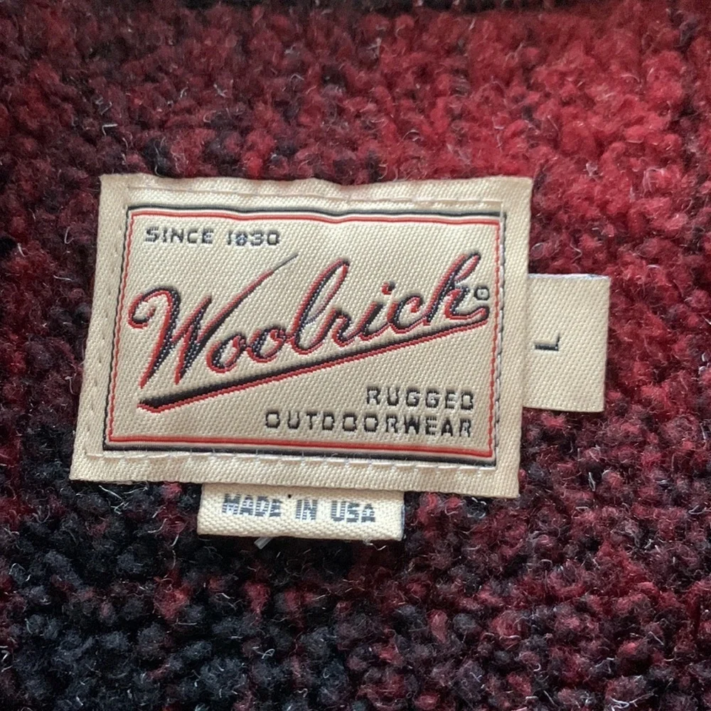 Woolrich Vtg 90s Men’s Distressed Deep Pile Fleece Crewneck Sweater USA Size L